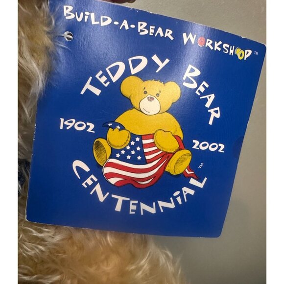 2002 Build-A-Bear Teddy Bear Centennial Collectible Plush Denim Overalls NEW - Picture 6 of 8